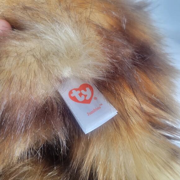 Long Hair Cat Plush Stuffed Animal 13" Laying Brown Realistic Kitty TY Jumbles - Picture 7 of 16